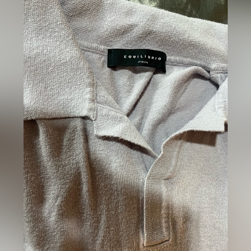 Equlibrio Italia collared short sleeved lavender sweater Shirt viscose italy